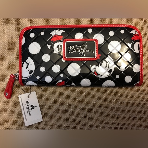 SOLD Disney Minnie Mouse Wallet and matching Fob Black Red White - Picture 7 of 11